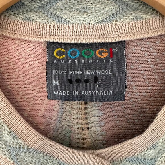 Coogi Vintage Size Medium Button Front Cardigan Sweater in Multi Pastels - Picture 2 of 8